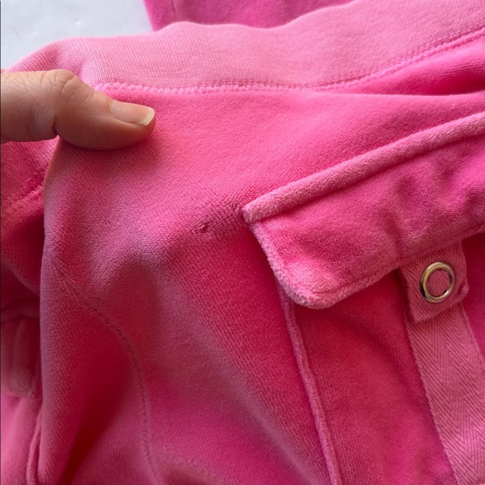 Vintage Juicy Couture Velour Y2k Tracksuit Pant Pink USA Flare Snapback Pocket M